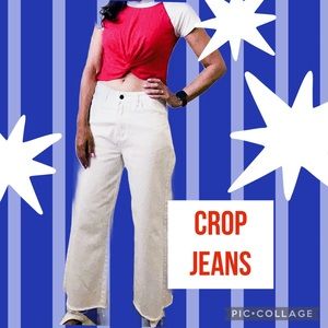 Boutique Unique! Ankle Cropped Wide Leg White Jeans.